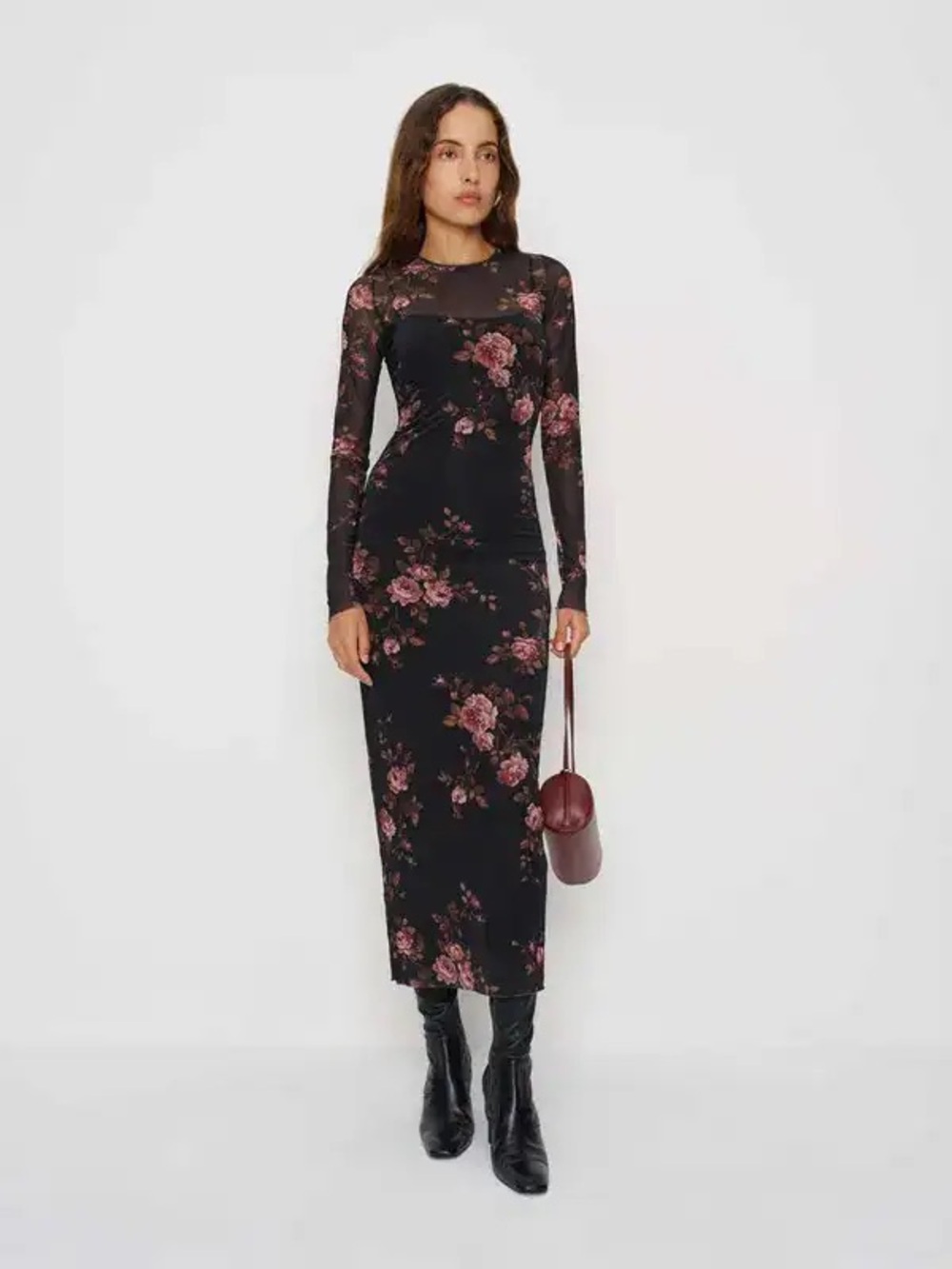 Reformation René Mesh Knit Midi Dress
